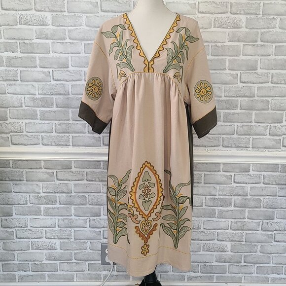 Oversized Embroidered Harvest Autumn Midi Dress NEW Sunflower Corn Fall Boho S - Picture 10 of 10